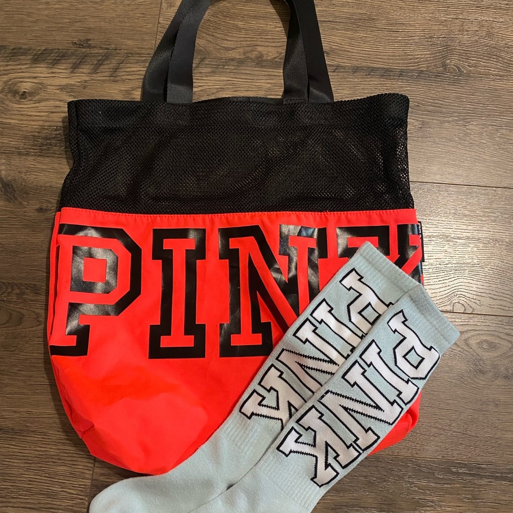 PINK bundle | Hot Pink Tote Bag | Brand new socks